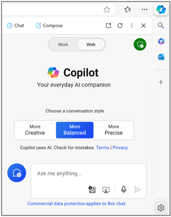 Microsoft Edge の商用データ保護を使用した Microsoft Copilot。