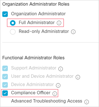 前提条件の Webex ロール。