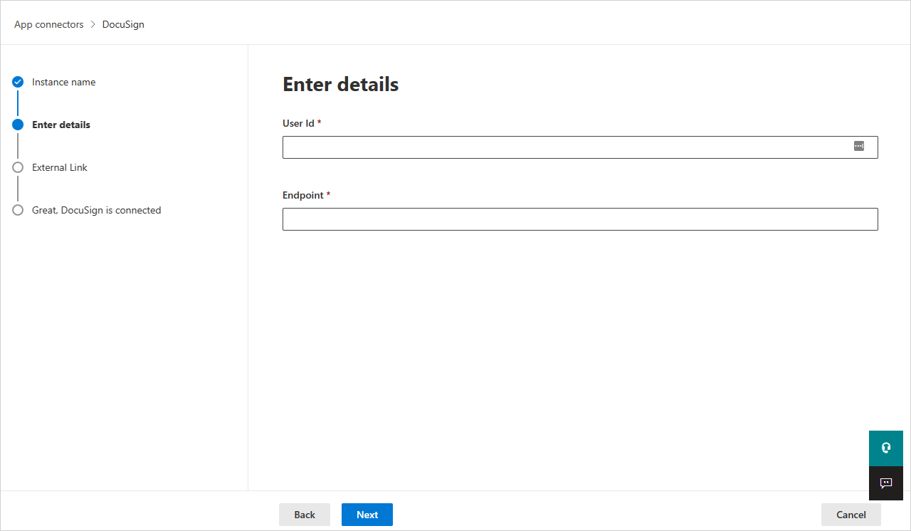 「DocuSign details」と入力します。