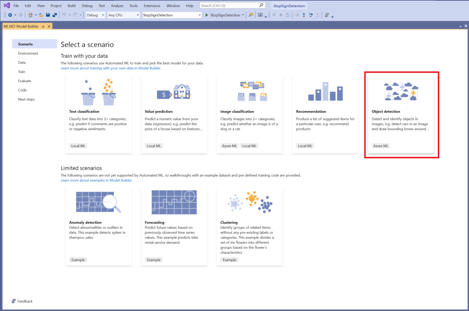 Visual Studio のモデル ビルダー ウィザード