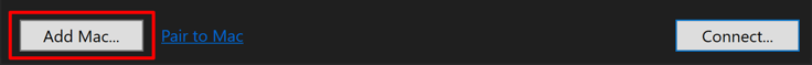 [Mac とペアリング] ダイアログの [Mac の追加] ボタン。