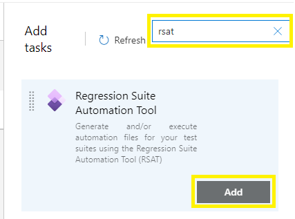 新しい Regression Suite Automation Tool タスクを追加しています。