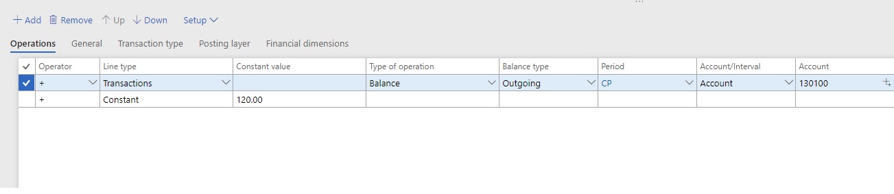 Setup of operations for report cells.