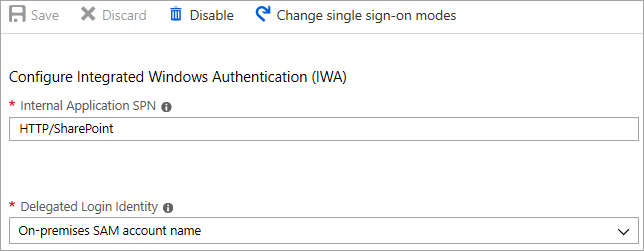 SSO のための統合 Windows 認証の構成