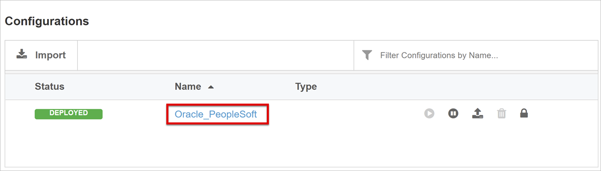 PeopleSoft アプリケーション構成リンクのスクリーンショット。