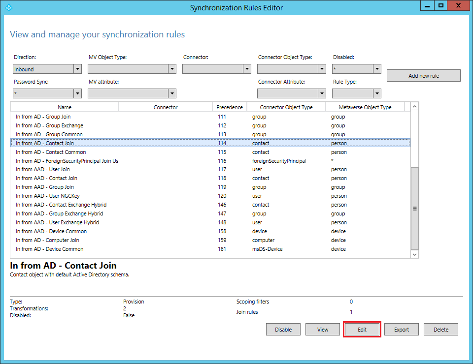 Synchronization Rule Editor