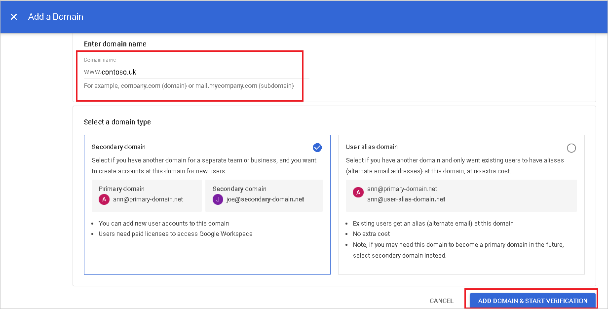 G Suite のドメイン確認