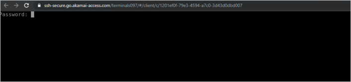 [パスワード] プロンプトを示す ssh-secure-go.akamai-access.com のコマンド ウィンドウのスクリーンショット。