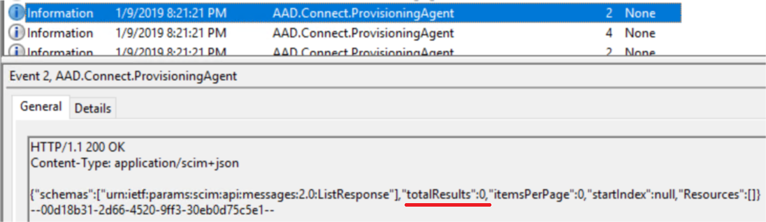 LDAP 結果のスクリーンショット。