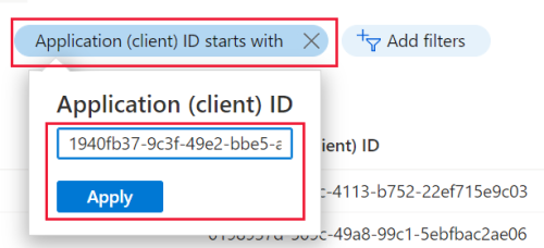 アプリ ID でアプリでフィルター処理します。