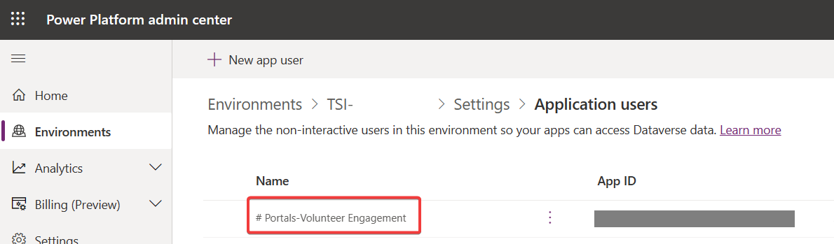 Screen shot showing Volunteer Engagement portal application user.