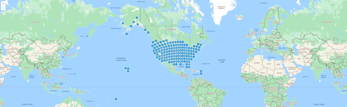 Storm GeoJSON イベントのサンプルのスクリーンショット。