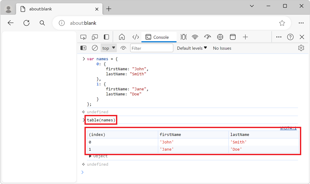 table() 関数の結果