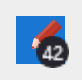 Windows タスク バーの PWA アイコンで、番号 42 を示すバッジ
