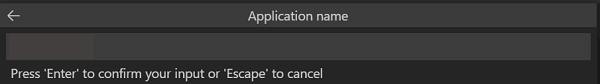 アプリケーション名を入力するスクリーンショット。