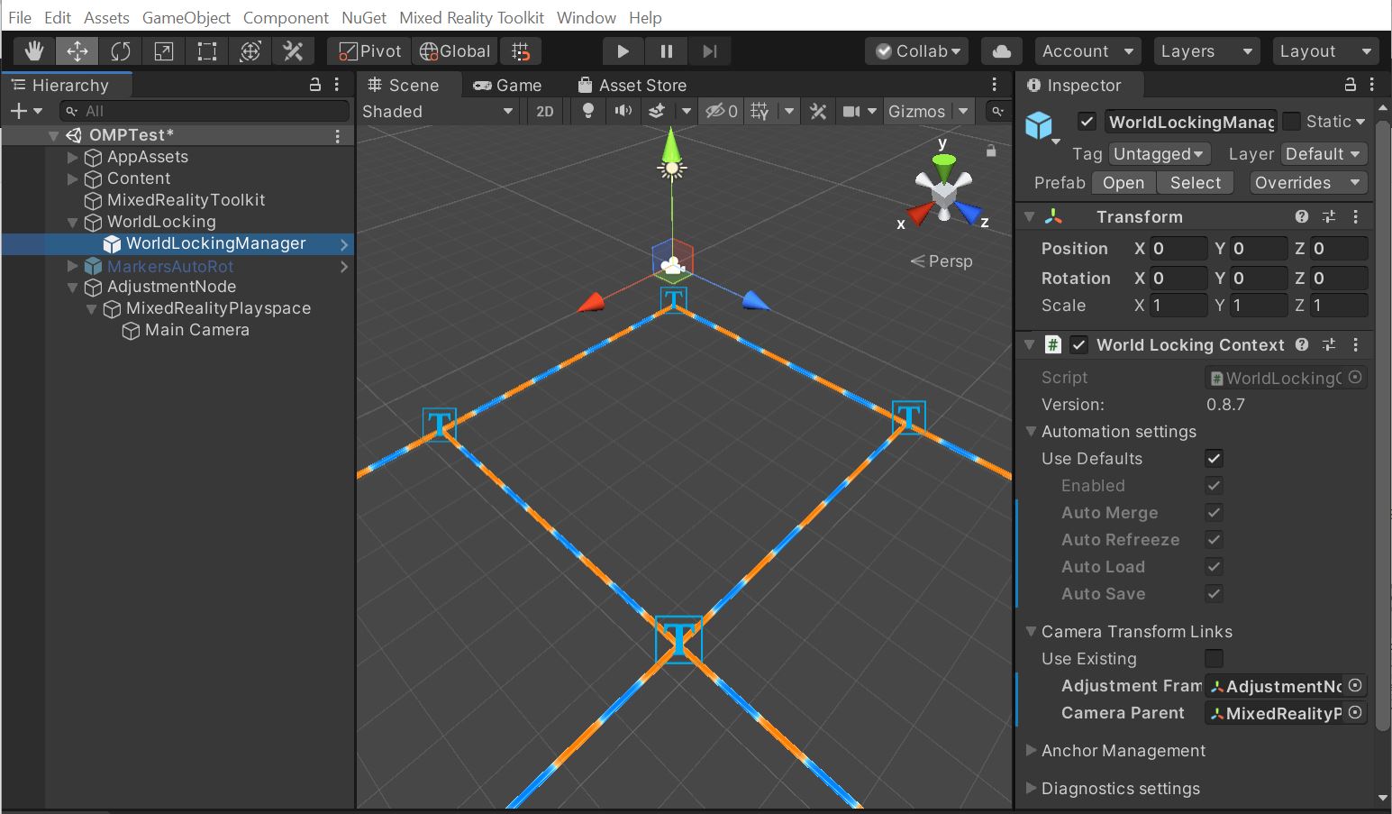 最も単純なセットアップの Unity のスクリーンショット