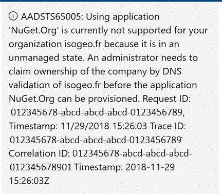 AAD アカウントのログイン中のエラー