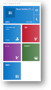 タタブレット PC 用 Dynamics 365 の関連付けのパネル