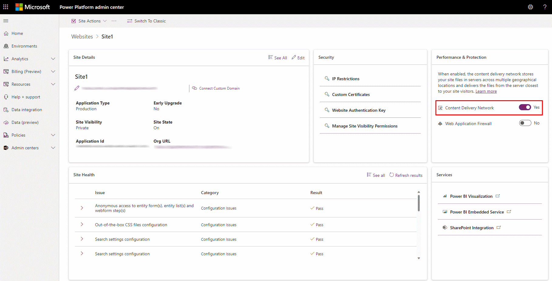 Content Delivery Network スイッチを無効にします。