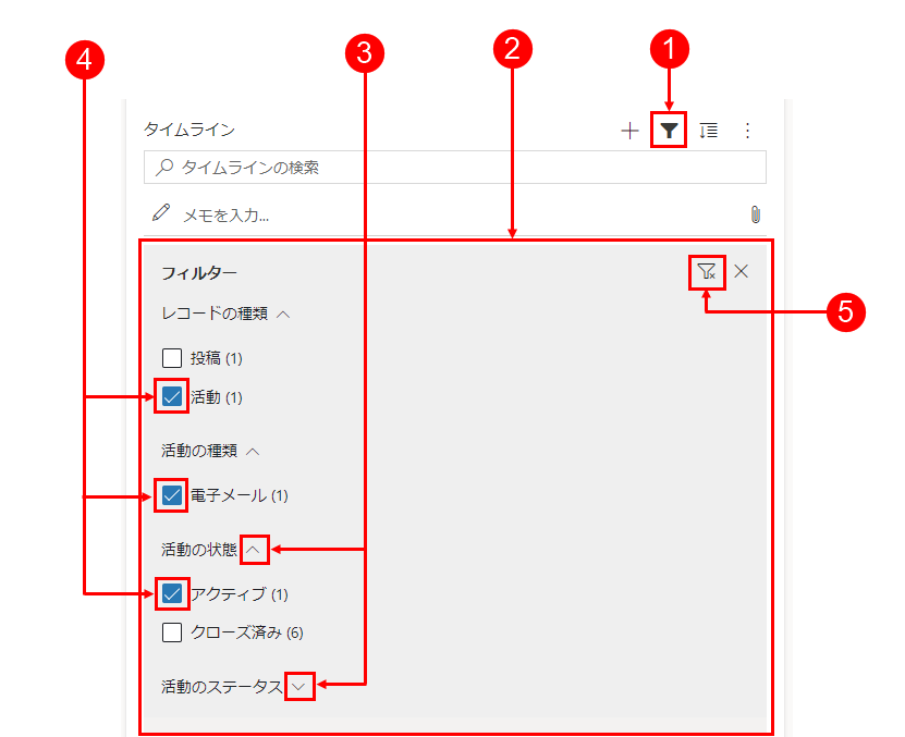 タイムライン フィルター機能。