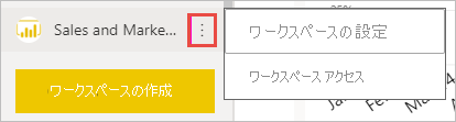 ワークスペースの設定のスクリーンショット。