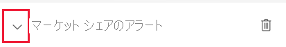 アラートを管理するためのウィンドウを示すスクリーンショット。Alert for Market Share アラートの横に矢印が表示されます。