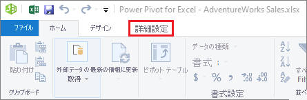 PowerPivot の [詳細設定] タブ