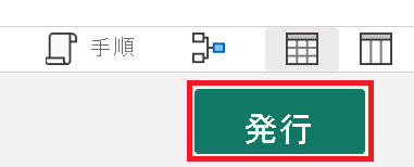 Power Query Online 内の [発行] ボタンのスクリーンショット。