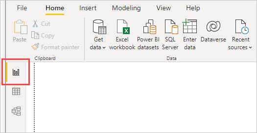 [レポート] ビューが選択されている Power BI Desktop のスクリーンショット。