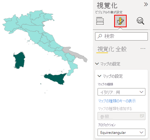 イタリアの図形マップのスクリーンショット。