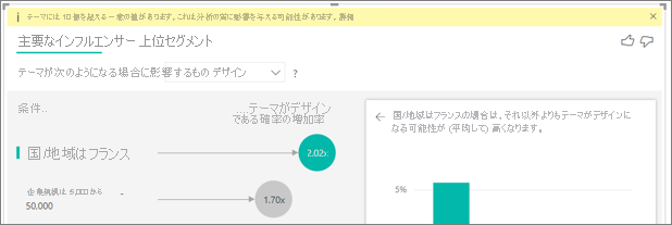 一意の要素が 10 個を超えるという警告を示すスクリーンショット。