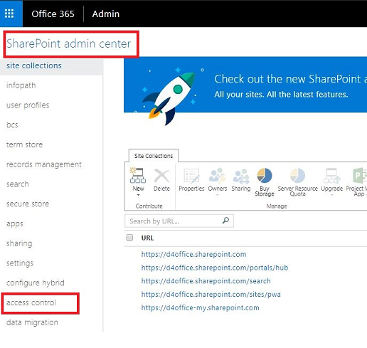 SharePoint アクセスの制御。