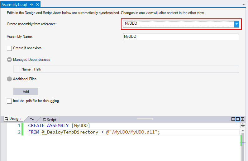 Data Lake Tools for Visual Studio -- 参照からのアセンブリの作成