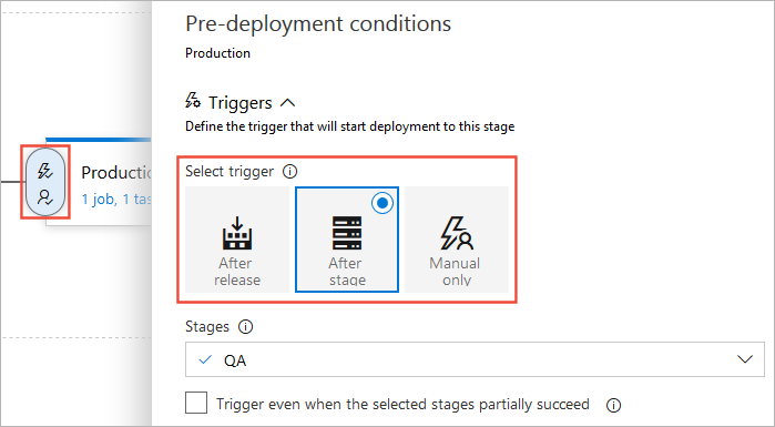 The stage trigger conditions settings