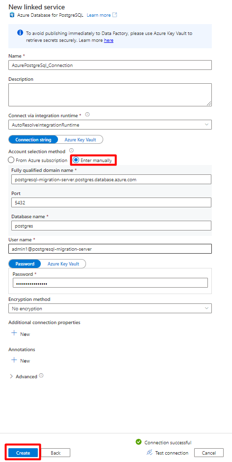 Azure Data Factory の [管理] アイコンを選択する