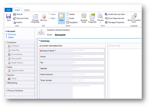 Form customization with navigation items