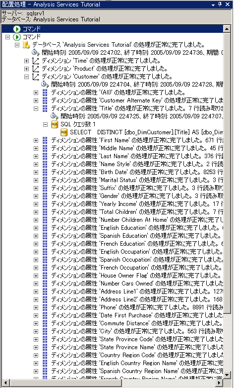 [配置状況] ウィンドウの SQL queries 1 ノード