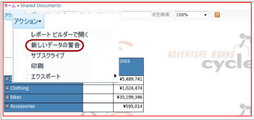 SharePoint ライブラリから警告デザイナーを開く