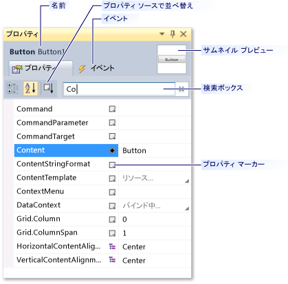 [プロパティ] ウィンドウ