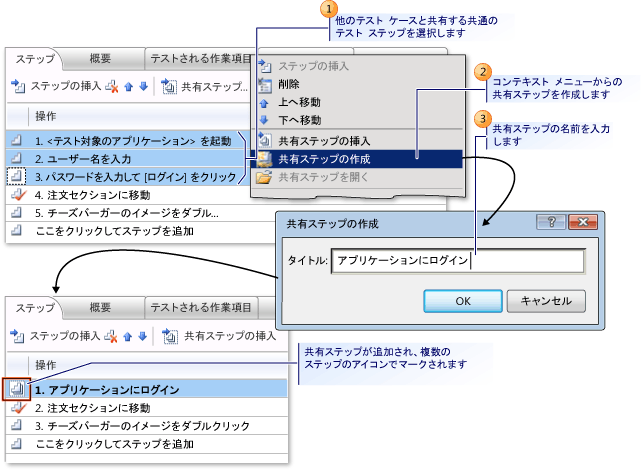 共有ステップの作成