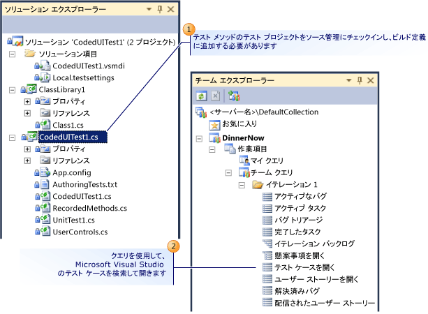 Microsoft Visual Studio を使用してテスト ケースを開く