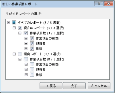 展開された [新しい作業項目レポート] ダイアログ ボックス