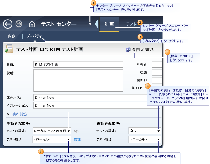 テスト設定の選択