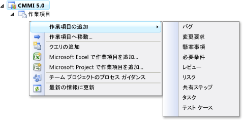 [作業項目] の右クリックによる作業項目の作成