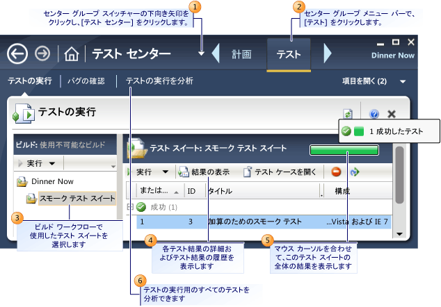 ビルド ワークフローからのテスト結果の表示