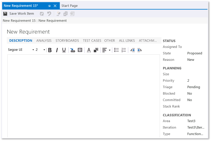 要件の作業項目フォーム