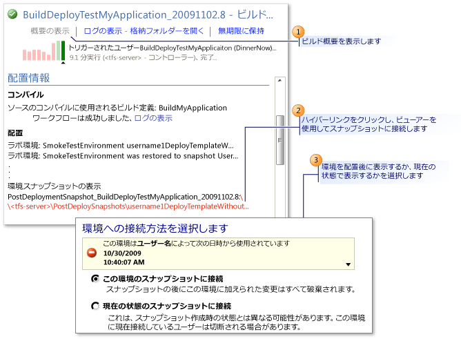 ビルド結果から環境への接続