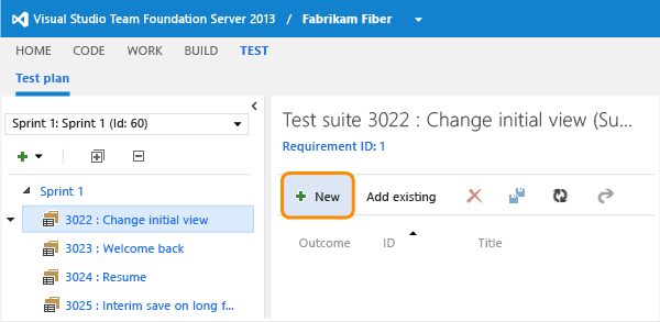 Select the test suite and add a test case