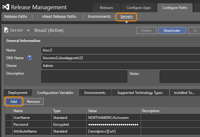 Add vNext server configuration variable