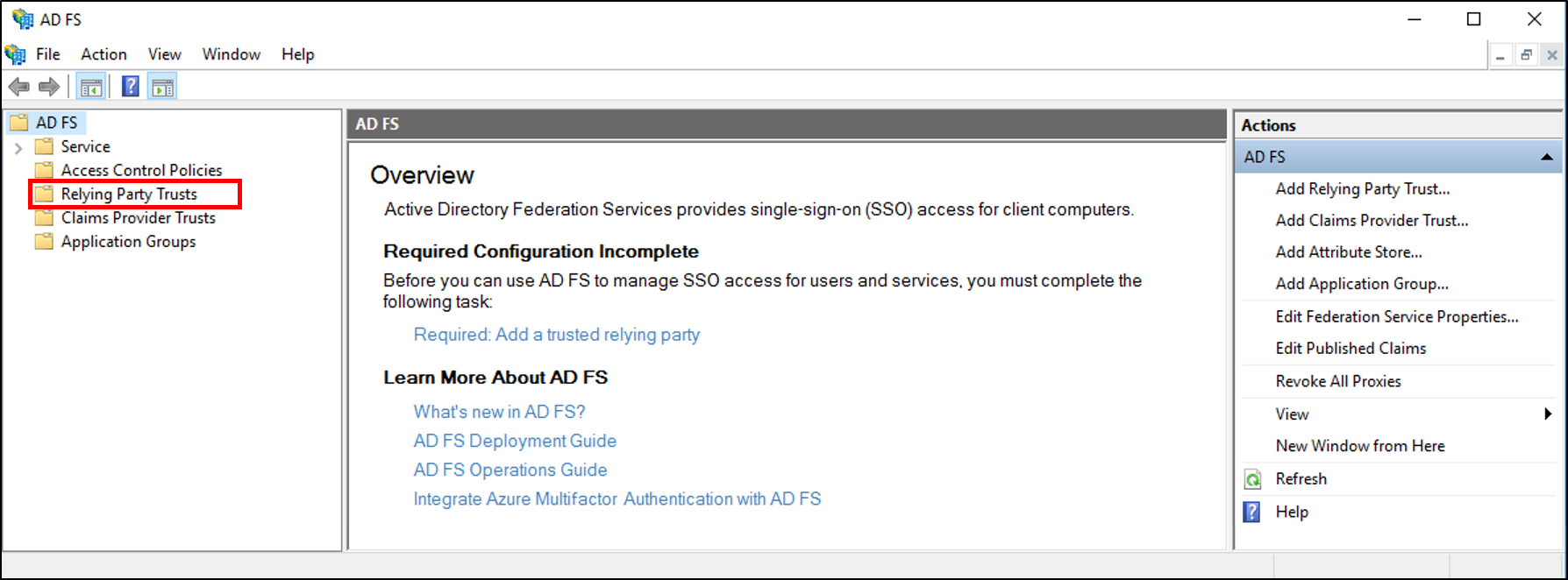 Screenshot that shows where to select Relying Party Trusts when you create a rule to issue an AD FS 1.x Name ID claim.